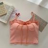 Camisola de lazo de primavera y verano para mujer, diseño con borde agárico y almohadilla en el pecho, top ajustado para chica sexy, ropa interior con espalda hermosa