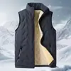 Colete sherpa masculino para outono e inverno, com forro de fleece e espessado, quente e casual, adequado para pais