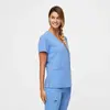 Blusa de Uniforme Elástica de Secado Rápido con Cuello en V y Mangas Cortas para Hombres y Mujeres, Adecuada para Personal de Hospital, Enfermeras, Odontología, Belleza, Quirófano y Ropa de Trabajo para el Cuidado Postparto
