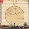 Nueva cortina de bambú china Zen de flores y pájaros, pantalla de elevación de persiana de fondo para sala de té, panel divisor, pintura colgante sin perforaciones, cortina decorativa