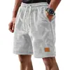 2026 Nuevos Pantalones Casuales Transpirables a Cuadros Pequeños para Hombre de Amazon Transfronterizo con Cordón, Bermudas Versátiles de Cinco Bolsillos con Etiqueta de Cuero