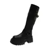 Botas Elásticas Ahumadas 2026 Ajustadas para Mujer, Botas de Moda Nuevas Versátiles con Pliegues, Botas Adelgazantes de Suela Gruesa