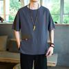 Camiseta masculina de linho estilo chinês, manga curta, linho fino, solto, tamanho grande, meia manga, moda algodão, linho, top