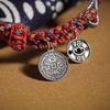Pulsera de Cuerda Roja para el Año del Dragón y el Año de la Vida Plata de Ley Nueve Palacios Bagua Pulsera de Cuerda Tejida a Mano para Hombres y Mujeres Cuerda Estilo Tíbet