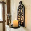 Suporte de Velas Artesanal de Ferro Fundido Criativo Retro Nórdico com Design Oco em Forma de Arco Decoração de Parede para Restaurante, Bar, Ktv Decoração de Parede