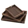 Bandeja de Madera Rectangular Madera de Paulownia Quemada Bandeja de Té de Madera Maciza Vajilla Doméstica Estilo Japonés Bandeja de Madera para Taza de Agua Juego de Té