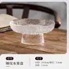 Prato de frutas de vidro saladeira estilo ins alto valor de cor grande transparente prato de frutas secas prato redondo para lanches prato de frutas com padrão de pedra