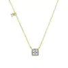 Colar Quadrado Pequeno de Diamante para Mulheres, Pingente Quadrado de Luxo Leve de Nicho, Joias de Estilo Minimalista, Corrente de Clavícula de Zircônia Mini Super Brilhante da Moda