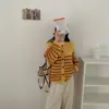Cardigan de Tricô Color Block Listrado Retro Coreano Novo para Mulheres, Outono e Primavera 2025, Solto Casual Versátil, Jaqueta Suéter Tendência