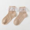 Meias de Verão Finas para Meninas Meias de Renda Princesa para Crianças Meias de Malha Respiráveis Cor Sólida Meias Cano Baixo