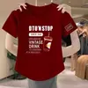 Camiseta feminina de manga curta em imitação de algodão azul escuro, para o verão da mãe, gola redonda, modelagem que afina, ombro normal, top simples irregular