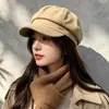 2026 Nuevo Boina Octagonal Estilo Británico para Mujer de Principios de Otoño, Gorra Newsboy Versátil Elegante Vintage de Ante Estilo Callejero