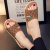 Pantuflas de Lino Feizhijia para Mujer, de Punta Abierta para Todas las Estaciones, Casuales para Pareja, Antideslizantes para Interiores para Hombre, Transpirables, Cómodas y Absorbentes del Sudor