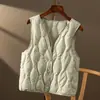 Chaleco acolchado con patrón de rombos, chaqueta ligera, ropa de mujer de alta gama para otoño e invierno 2026, plumón de pato blanco, adecuado tanto para llevar solo como con otras prendas