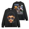 Camiseta de Manga Corta Estilo Retro Americano Transfronterizo con Estampado de Bad Bunny Suelta Resistente Cuello Redondo Sudadera con Capucha para Hombre