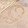 Moda Transfronteriza Europea y Americana Collar Simple en Forma de Y Versátil Elegante Borla Cuentas Redondas Cadena de Clavícula Superpuesta Multicapa Cadena para el Busto para Mujer