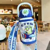 Nueva botella de agua térmica elegante y linda con temática de dibujos animados para niños, con un diseño de doble pajita para beber, perfecta para que los estudiantes la usen en la escuela o para actividades al aire libre