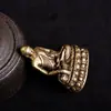 Bolsillo Hueco Latón Sakyamuni Pequeños Adornos Dama Patriarca Mango Cobre Antiguo Micro Tallado Puesto Venta al por Mayor