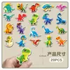 20 Peças de Ímãs de Geladeira Magnéticos Macios Originais de Dinossauros 3D, Tiranossauro Rex, Pterodáctilo, Animais Fofos de Desenho Animado, Adesivos Magnéticos Impermeáveis Transfronteiriços