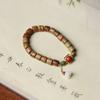 Pulseira DIY de Sândalo Verde com Vagem de Lótus Pulseira Artística para Casal Presente Pulseira de Círculo Duplo