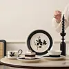 Juego de Vajilla de Cuenco y Plato Estilo Vintage de Color Bajo Esmalte, Cuencos de Arroz Cerámicos, Platos, Alto Valor Estético, Cuencos y Platos para Regalo de Inauguración de Casa para Uso Doméstico