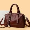 Bolso Boston de piel suave retro con diseño transfronterizo, bolso de alta gama para mujer, bolso bandolera de hombro de gran capacidad y combinable.