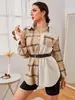 Cardigan Feminino de Malha com Gola Lapela e Manga Longa, Estilo Europeu e Americano, com Xadrez Contrastante, Estilo de Rua, para Primavera e Outono, Vendido na Amazon e Tiktok