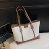 Bolsa Tote Satchel de Ombro Estilo Coreano Cor Contrastante Grande Capacidade 2025 Nova Moda Commuter Simples Estilo Estrangeiro para Mulheres