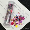 Botella Ecológica con Mezcla de Purpurina Dorada de Colores con Fragmentos de Concha y Lentejuelas de Cinco Puntas Multicolor para Decoraciones DIY de Uñas