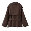YALTEI Transfronterizo AliExpress Comercio Exterior Europeo y Americano Ropa de Mujer Versátil Tres Colores Cuello Solapa Cinturón Atado Holgado Gabardina