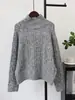 Suéter de Tricô Floral de Gola Alta Novo Outono/Inverno 2026, Pulôver Solto Macio Estilo Coreano em Tricô Trançado Vintage para Mulheres