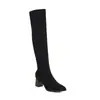 Botas de punta hasta la rodilla mujer coreanas manga cuero botas fábrica microfibra botas tacón alto zapatos de mujer al por mayor mujeres comercio exterior adulto