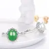 Anel de prata de lei S925 com ágata e calcedônia, moda feminina, anel aberto de alto requinte, joia de jade antigo, atacado