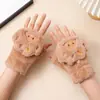 Guantes Calientes Felpa para Mujer con Pestaña Táctil Otoño e Invierno Felpa Más Terciopelo Engrosados Dibujos Animados Resistentes al Frío Guantes para Estudiantes