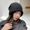 Chapéu de Lã Popular da Internet Outono e Inverno Japonês Pequeno para Rosto Gorro Frio Cachecol Grande para Cabeça Cordão Trançado Chapéu de Lã Tricotado