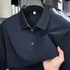 Camisa Polo Masculina de Verão em Jacquard de Nylon com Sensação de Gelo, Respirável, Sem Costura, Gola Polo Reversível, Casual de Negócios, Manga Curta para Homens