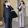 Conjunto de Maternidad Estilo Casual XMF 2026 Otoño Nueva Moda Chaleco de Moda Cárdigan Top Pantalones Sueltos de Maternidad