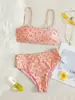 Bikini de dos piezas para mujer, informal, de doble tela, para vacaciones de verano en la playa en Europa y América, con moderno estampado floral, 2026