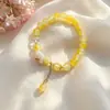 Pulsera de cuentas de vidrio transparente estilo chino para mujer, diseño floral retro, sensación de alta gama, popular para transmisiones en vivo, atracciones turísticas y venta al por mayor