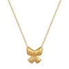 [Aço de titânio de corpo inteiro] Arco Amor Personalidade Minimalista Forno Real Colar de Ouro Feminino ins Net Corrente de clavícula vermelha