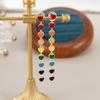 Aretes de Corazón Arcoíris, Aretes Frescos y Versátiles, Pinzas para Orejas de Bobina de Mosquito, Brazaletes para Orejas sin Perforación, Sensación de Lujo Ligero y Gama Alta