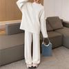Suéter de Tricô Feminino Outono e Inverno Estilo Preguiçoso Conjunto de Duas Peças Estilo Coreano Moda Confortável Calças Relaxantes Emagrecedoras Terno Elegante