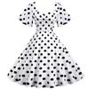 2024 Novo temperamento casual manga curta Slim retro bolinhas estampado grande vestido swing com cinto