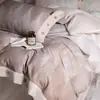 Juego de cuatro piezas simple y de alta gama 100% algodón puro engrosado cepillado, ropa de cama cálida para otoño e invierno estilo botón, impresión digital 100% algodón