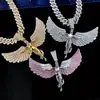 Colar de Pingente Grande com Asas de Anjo Totalmente Cravejado em Diamante Estilo Hip-Hop Simples de Liga de Zinco, Venda Quente Europeia e Americana, Luxo Leve, Personalizado