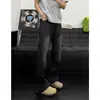 Jeans trendy estilo americano para rua masculina, nova coleção primavera/outono, calça casual reta de caimento solto com leve boca de sino, calça wide leg moderna