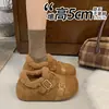 Zapatos de Algodón Peludo con Plataforma Interior para Aumentar la Altura Mujer 2026 Invierno Nuevos Cálidos Slip-on Zapatos de Algodón con Talón Cerrado