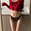 Hermosa y picante persistente * hermana real sexy estampado de leopardo ropa interior para niñas cinturón fino hueco tentación encaje puro bragas para mujer