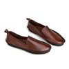 Sapatos de Couro de Vaca de Artesão Costurados à Mão Bico Redondo Sapatos Casuais Retrô São Muito Macios e Confortáveis Outono Novo Sapatos Femininos