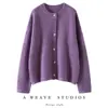 Cardigan de Punto Grueso de Cachemira con Cuello Redondo, Manga Larga, Diseño Jacquard Calado, Suéter de Cachemira, Nuevo Estilo Otoño e Invierno 2025
